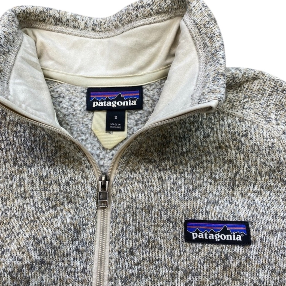 PATAGONIA Better Sweater 1/4 Zip Pullover in Heathered Oatmeal/Gray Size S - Picture 5 of 7